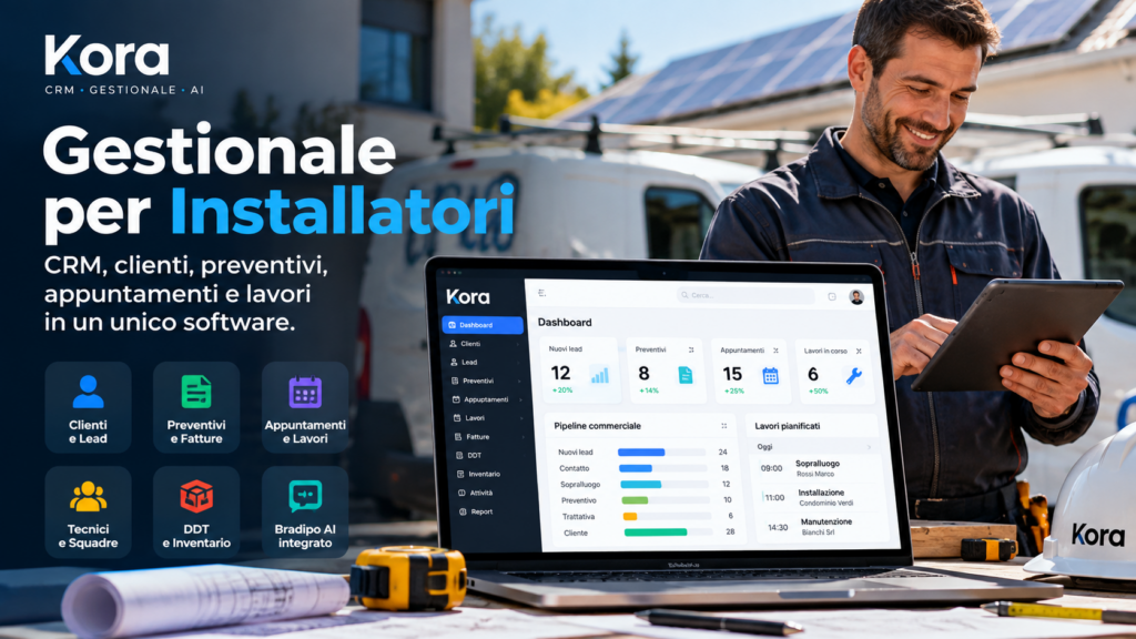 Gestionale per installatori e impiantisti: CRM, clienti, preventivi e lavori in un unico software